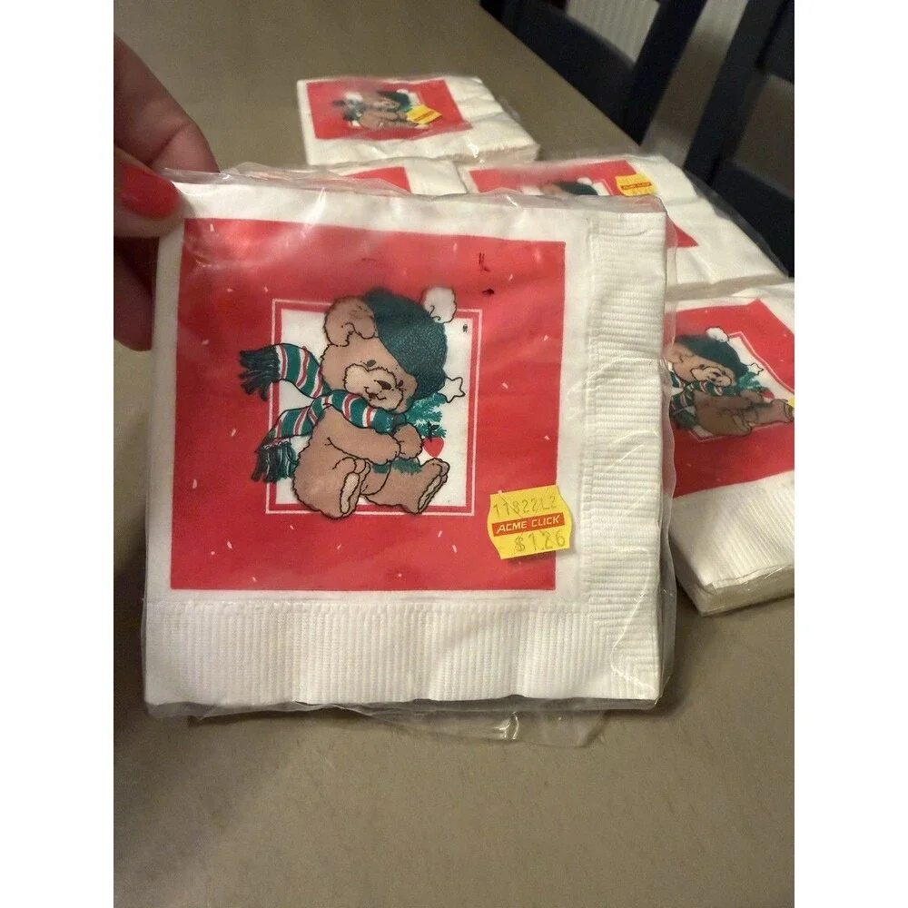 VINTAGE CHRISTMAS THEMED AMERICAN GREETINGS BEVERAGE NAPKINS NOS UNOPENED - 5